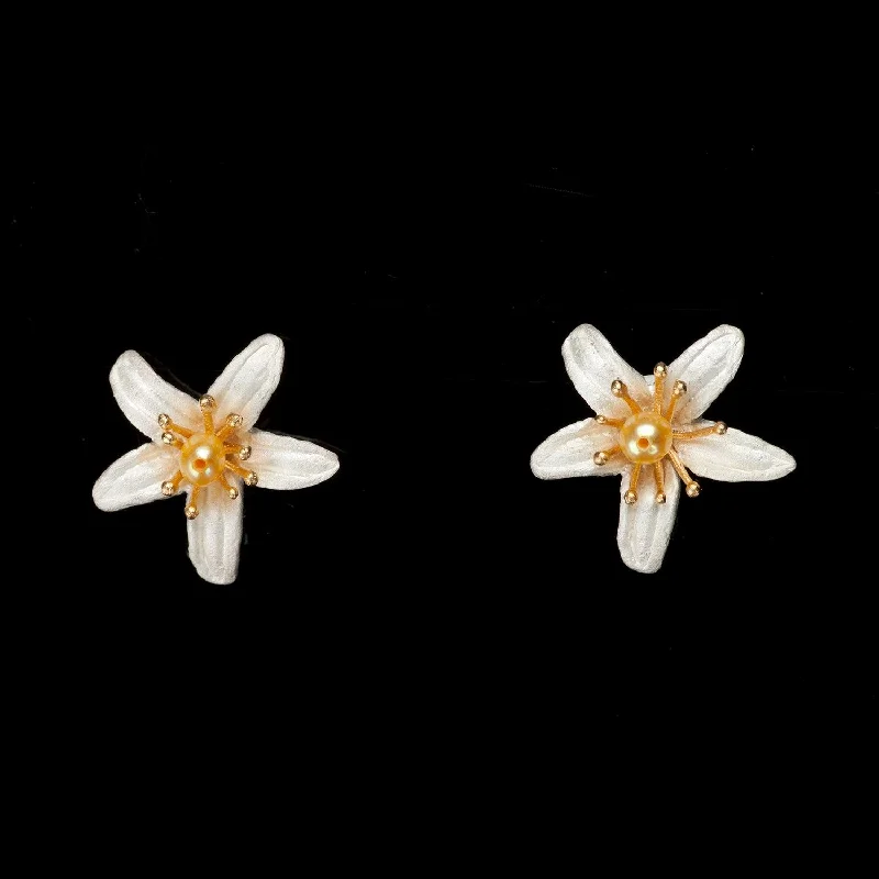 custom rings for women -gemstone earrings for women -Orange Blossom Earrings - Petite Flower Stud