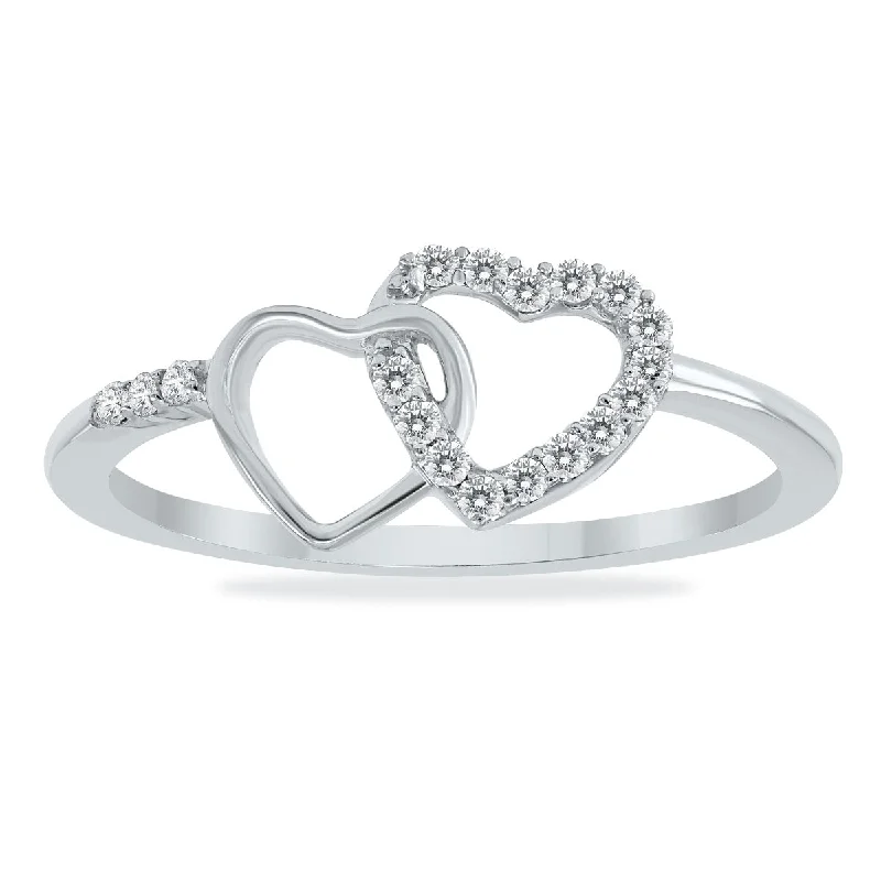 Marquee 1/10 Carat TW Diamond Double Heart Ring in 10K White Gold