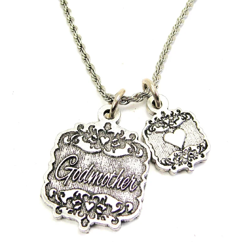 layered necklaces for women -Godmother Victorian Scroll With Victorian Accent Heart 20" Chain Necklace