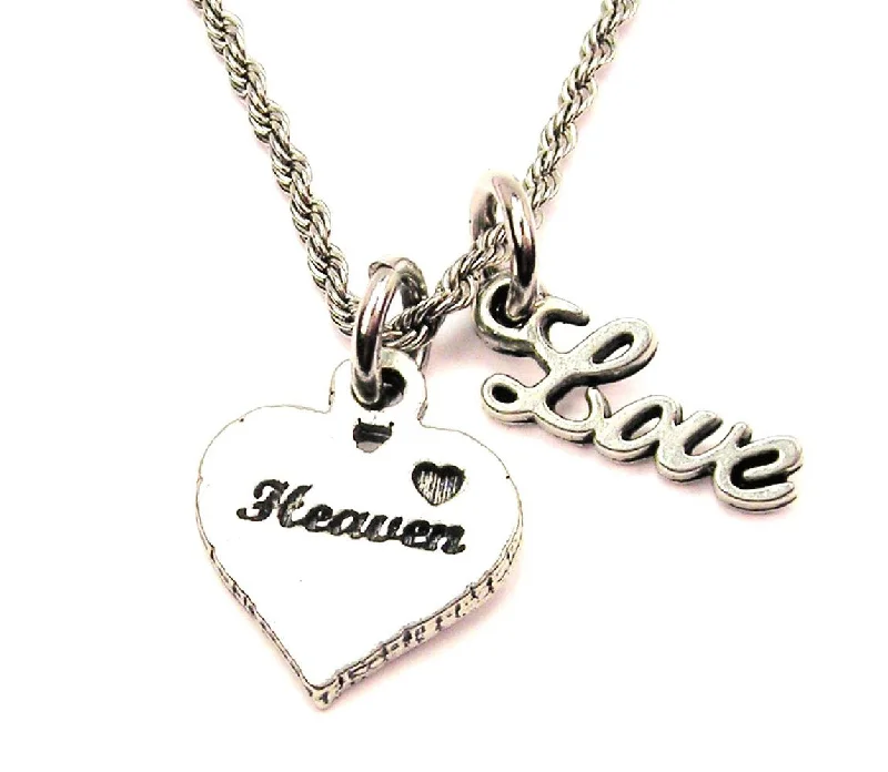 classic pendant necklaces for women -Heaven Heart 20" Chain Necklace With Cursive Love Accent