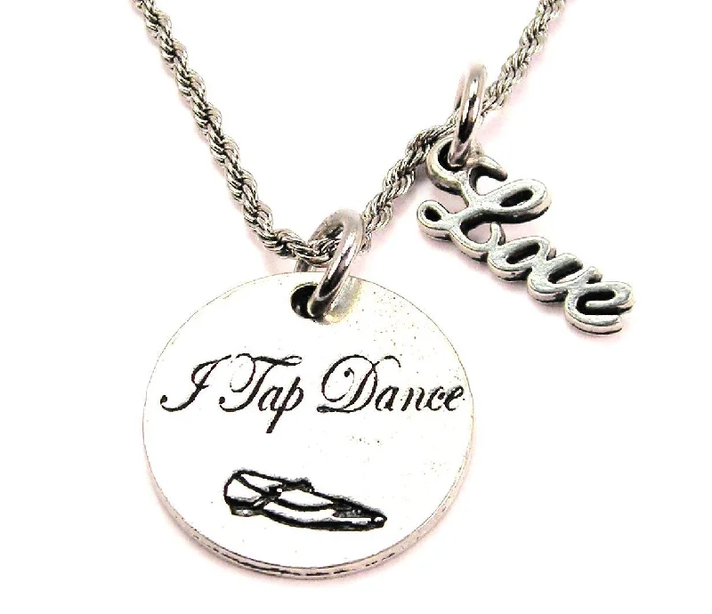 vintage gold necklaces for women -I Tap Dance 20" Chain Necklace With Cursive Love Accent