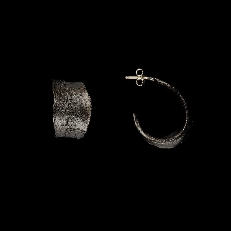 vintage rings for women -drop earrings for women -Feather Earring - Hoop Post Gunmetal