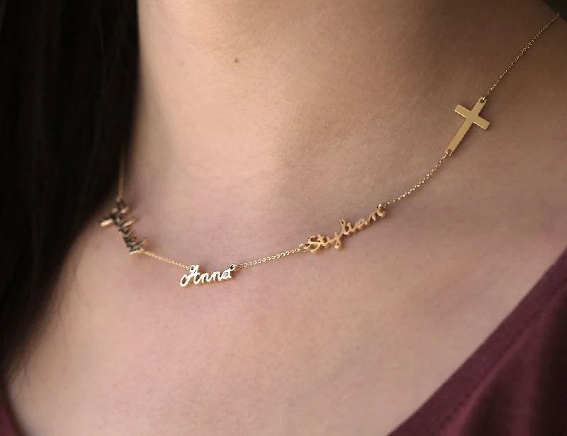 layered gold necklaces for women -Solid 14K Gold Custom Name Necklace