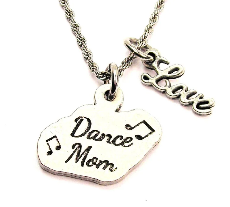 engraved necklaces for women -Dance Mom 20" Chain Necklace With Cursive Love Accent