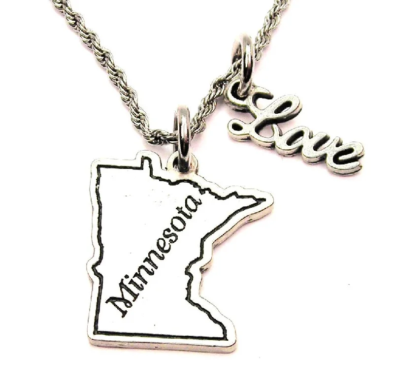 stylish necklaces for women -Minnesota 20" Chain Necklace With Cursive Love Accent