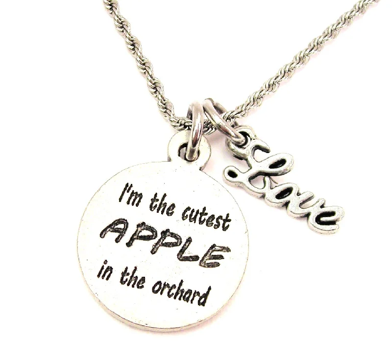 minimalist gold necklaces for women -I'm The Cutest Apple In The Orchard 20" Chain Necklace With Cursive Love Accent