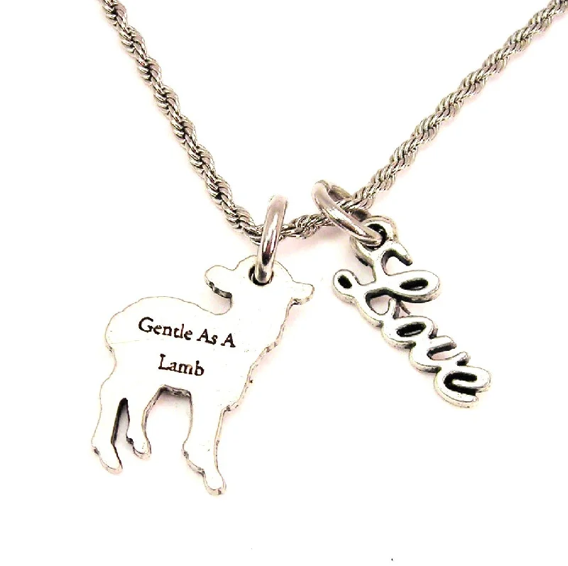 anniversary necklaces for women -Gentle As A Lamb 20" Chain Necklace With Cursive Love Accent