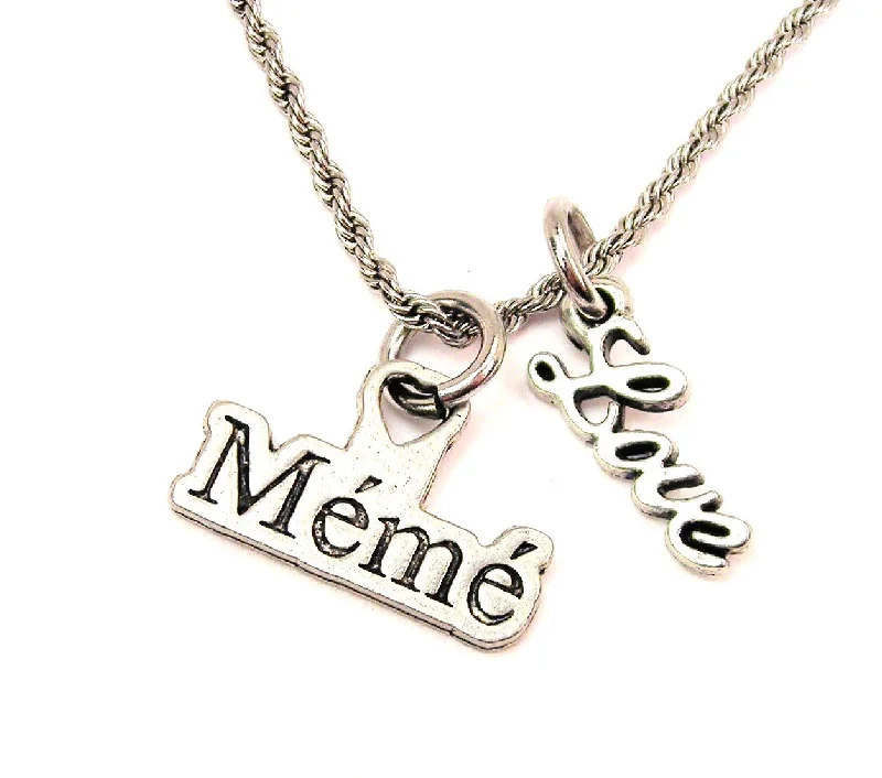 zodiac necklaces for women -Meme 20" Chain Necklace With Cursive Love Accent