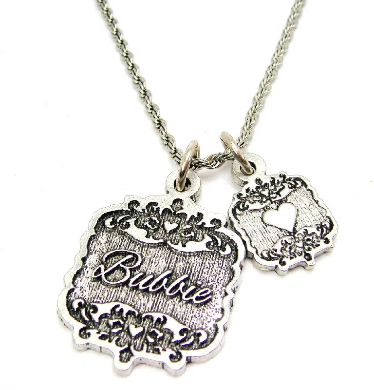 birthday gift necklaces for women -Bubbie Victorian Scroll With Victorian Accent Heart 20" Chain Necklace