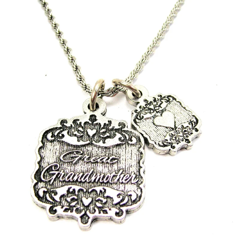 gemstone necklaces for women -Great Grandmother Victorian Scroll With Victorian Accent Heart 20" Chain Necklace