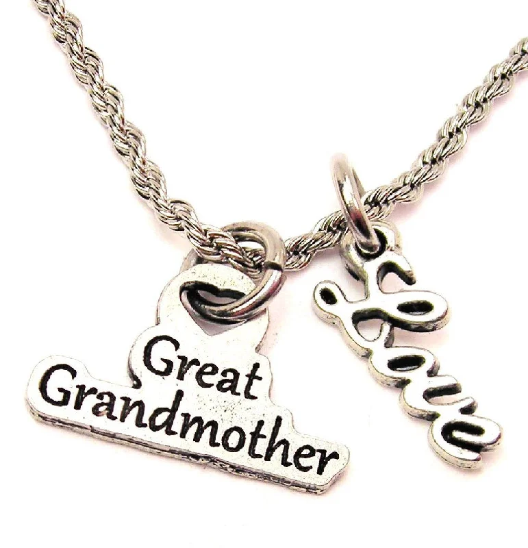 colorful necklaces for women -Great Grandmother 20" Chain Necklace With Cursive Love Accent