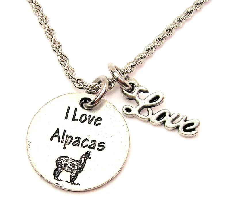 delicate pearl necklaces for women -I Love Alpaca 20" Chain Necklace With Cursive Love Accent