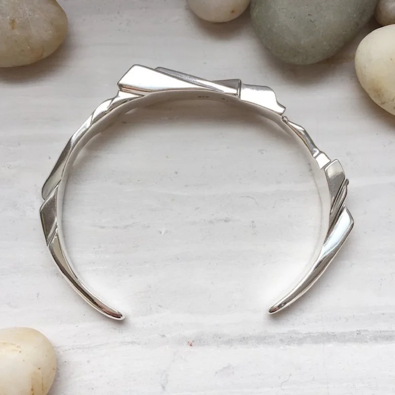 silver cuff bracelets -Metropolis Cuff