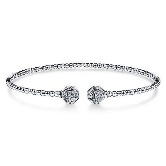 round bangles for women -Gabriel & Co. Bujukan Diamond Split Cuff in 14K White Gold