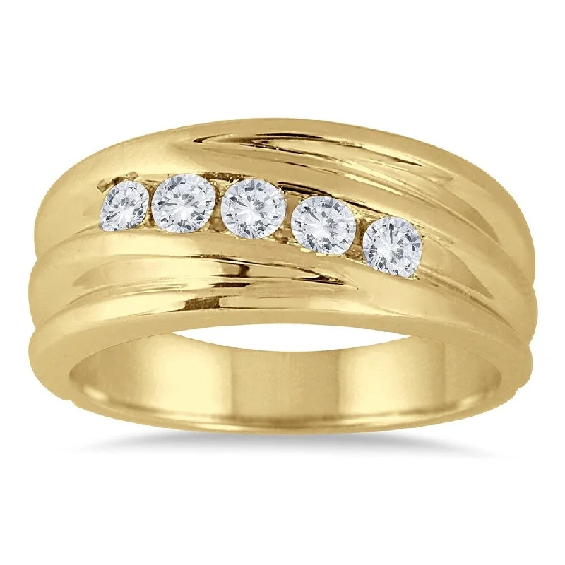 1/2 Carat TW Five Stone Diamond Men's Ring in 10K Yellow Gold