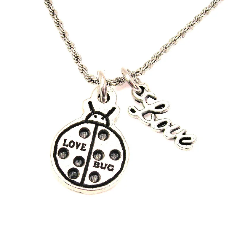 sterling silver necklaces for women -Love Bug 20" Chain Necklace With Cursive Love Accent