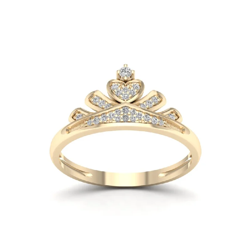 De Couer IGI Certified 1/10ct TDW Diamond Crown Ring for Her - Yellow