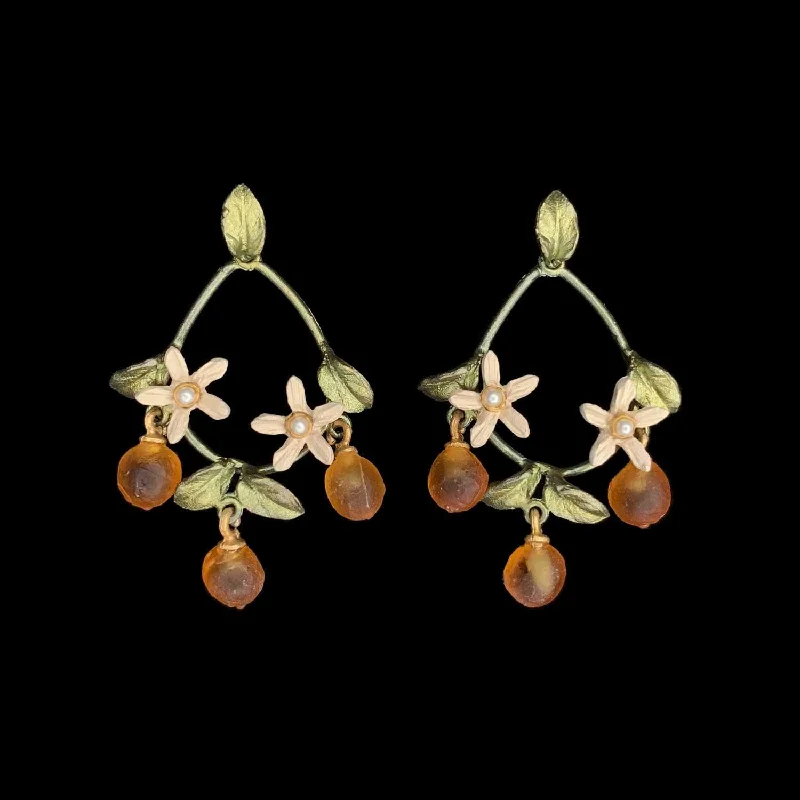 wedding rings for couples -floral earrings for women -Dainty Orange Blossom Earrings - Oval Post