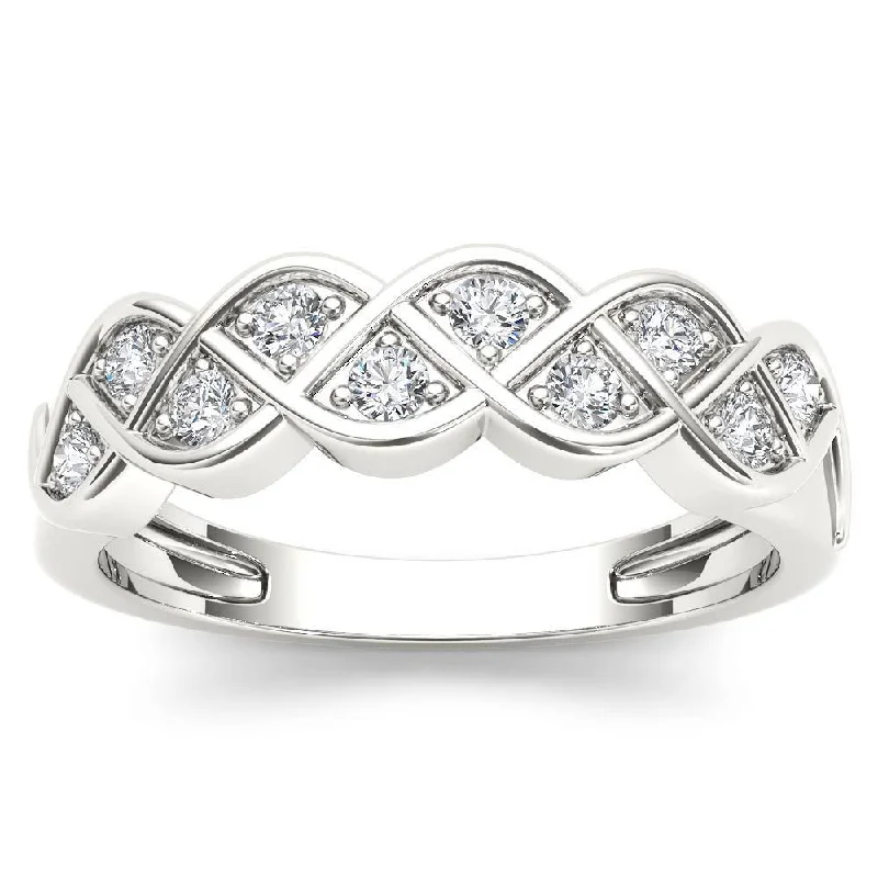 De Couer 10k White Gold 1/4ct TDW Diamond Entangled Lace Ring - White H-I