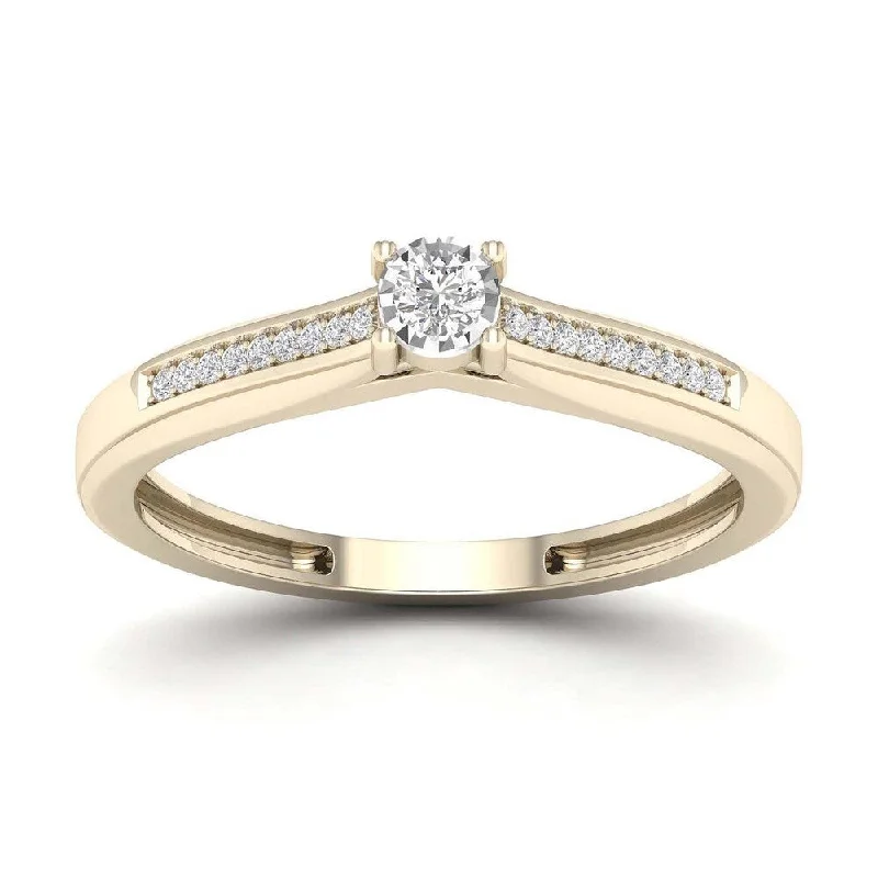 De Couer 1/10ct TDW Diamond Classic Ring (H-I, I2) - Yellow