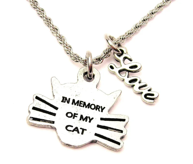 delicate necklaces for women -In Memory Of My Cat 20" Chain Necklace With Cursive Love Accent