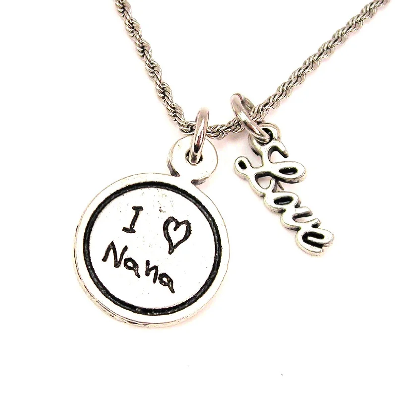 elegant necklaces for women -I Love Nana Child Handwriting 20" Chain Necklace With Cursive Love Accent