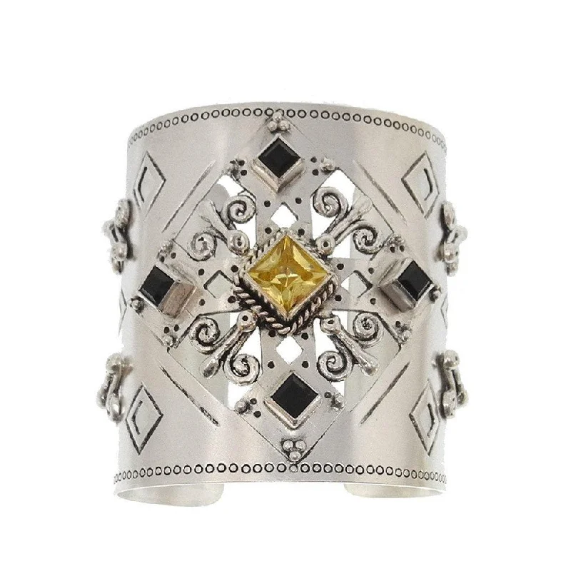 silver bangles for women -Paloma Cross Cuff Silver