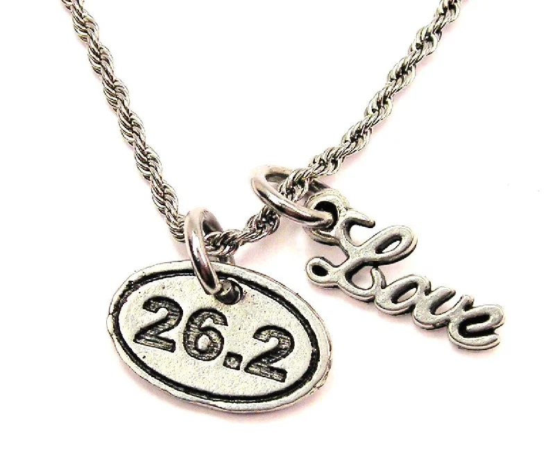 unique necklaces for women -26.2 Marathon 20" Chain Necklace With Cursive Love Accent