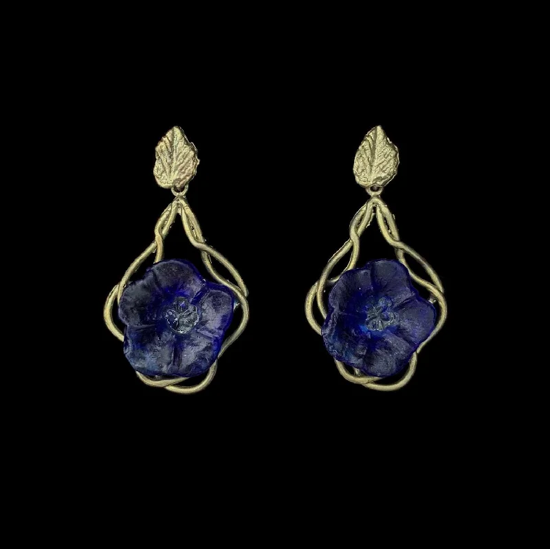 double band rings for women -zirconia earrings for women -Morning Glory Earrings - Navy Blue Flower