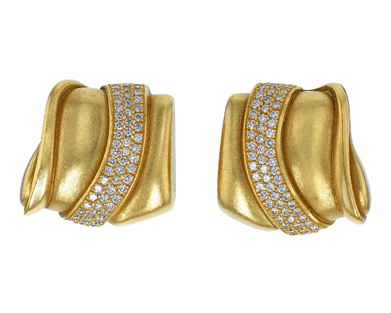 adjustable rings for women -cubic zirconia earrings for women -Kieselstein-Cord Gold and Diamond Earrings