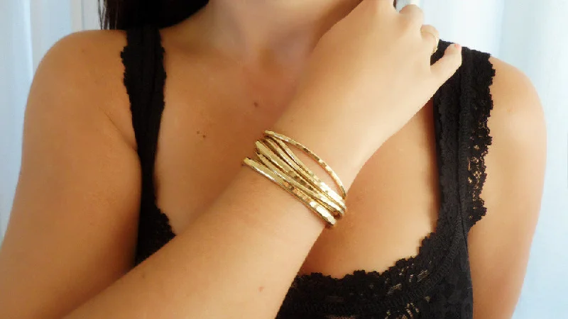 precious stone bracelets for women -Gold Fill Cuff Set (4 Small, 2 Large)