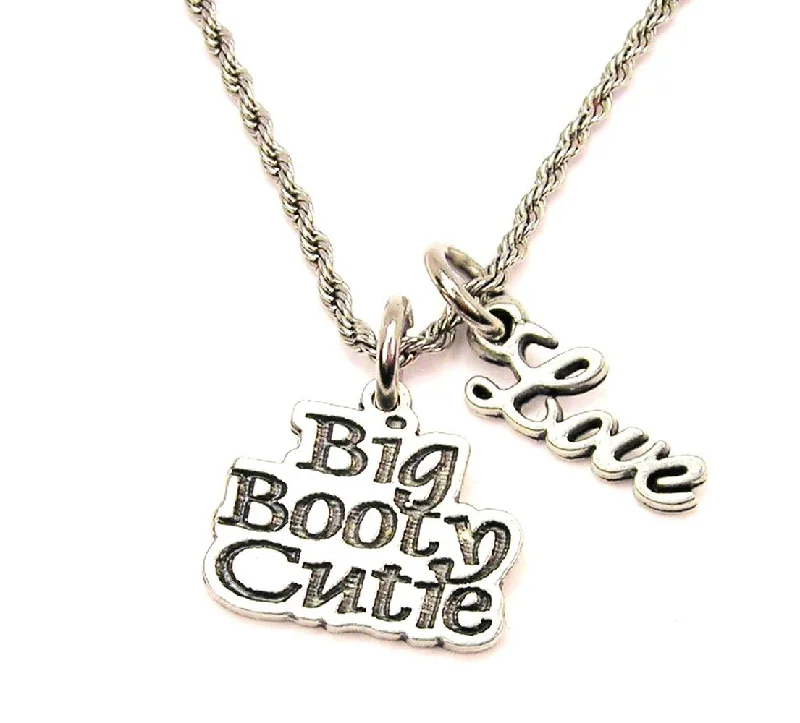 heart-shaped necklaces for women -Big Booty Cute 20" Chain Necklace With Cursive Love Accent