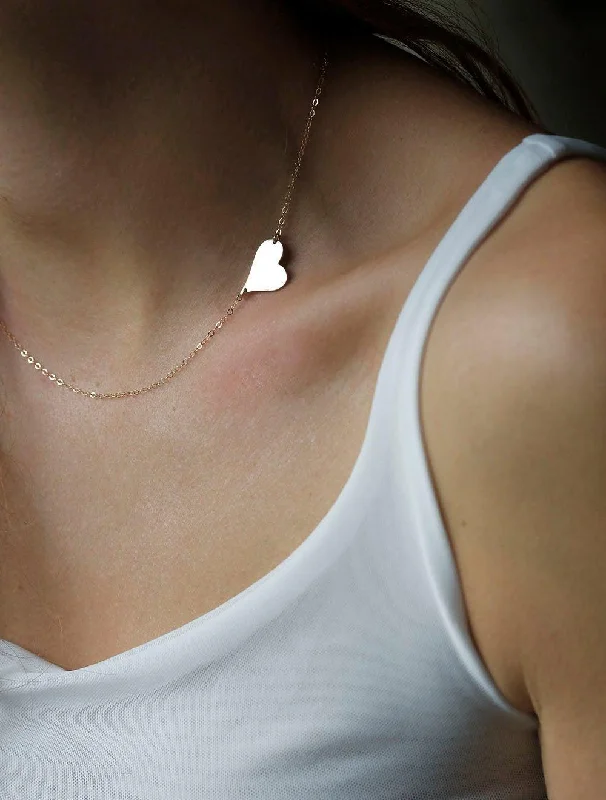 elegant pearl necklaces for women -Heart Necklace, 14K Gold Initial Necklace