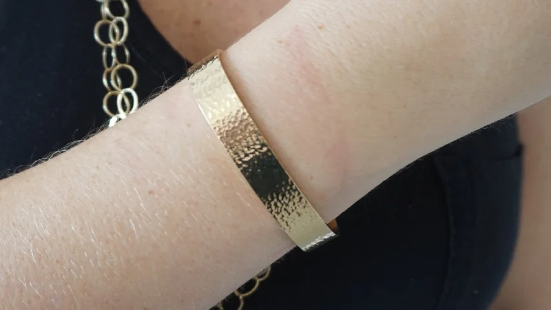 double strand bangles -Gold Wide Hammered Cuff