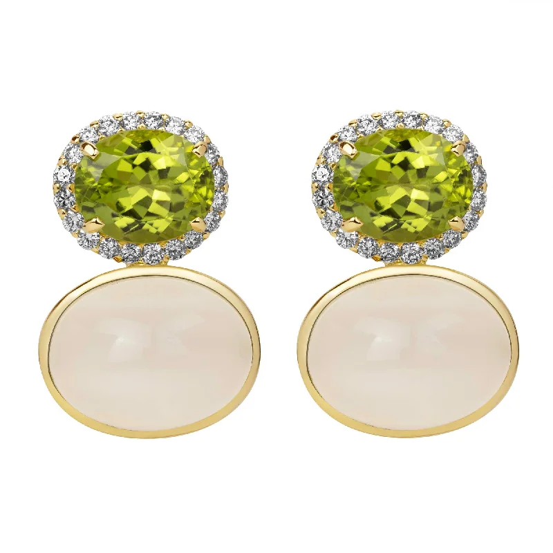 diamond wedding rings for women -colorful earrings for women -Earrings - Peridot, Moon Stone And Diamond