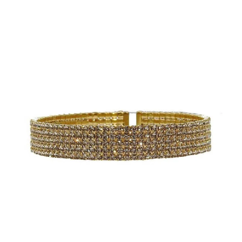 classic charm bracelets -Pave Gold Crystal Cuff