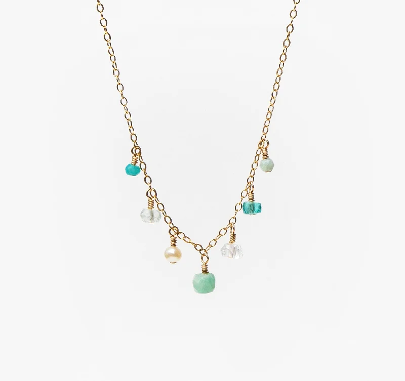 short necklaces for women -Chantilly Necklace ~ Aqua