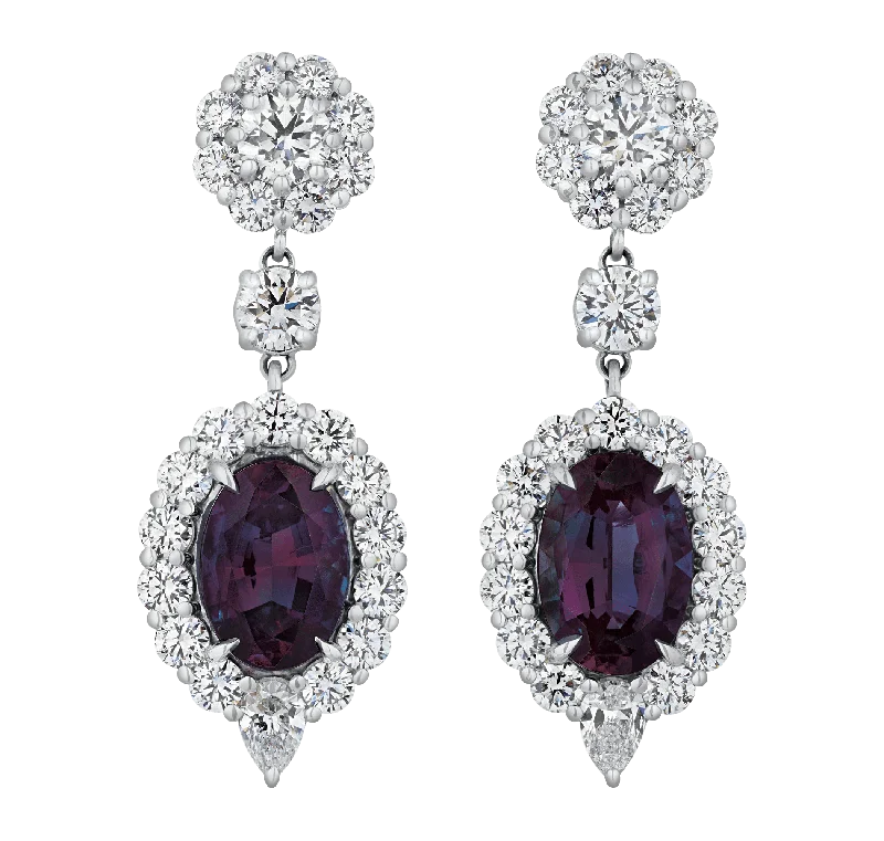 statement wedding rings for women -cluster earrings for women -Brazilian Alexandrite Earrings, 9.04 Carats