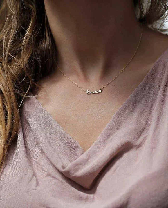 diamond necklaces for women -Extra Tiny Name Necklace, 14K Gold Name Necklace