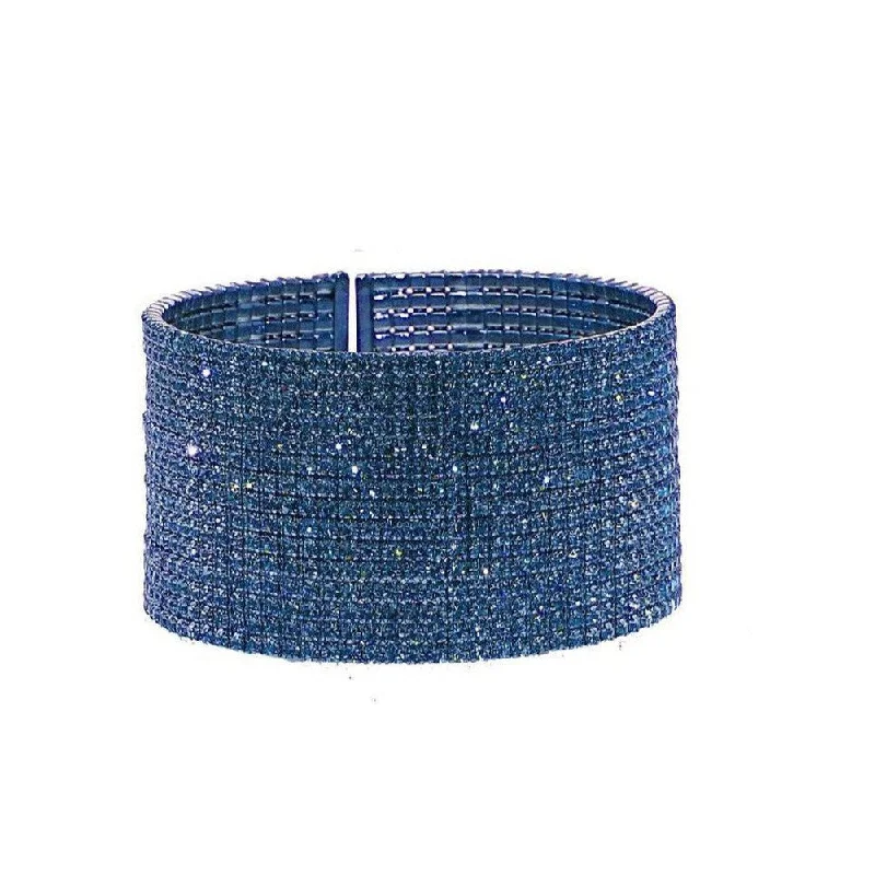 bracelet sets for women -Pave Navy Crystal Cuff