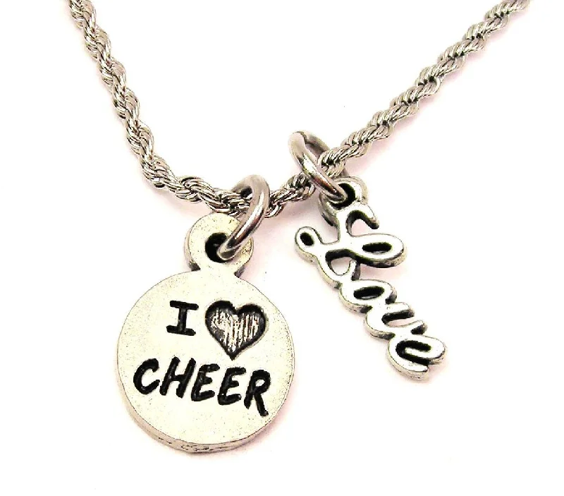 vintage pendant necklaces -I Love Cheer 20" Chain Necklace With Cursive Love Accent