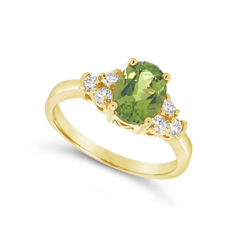 Oval Peridot and Diamond Detail Ring