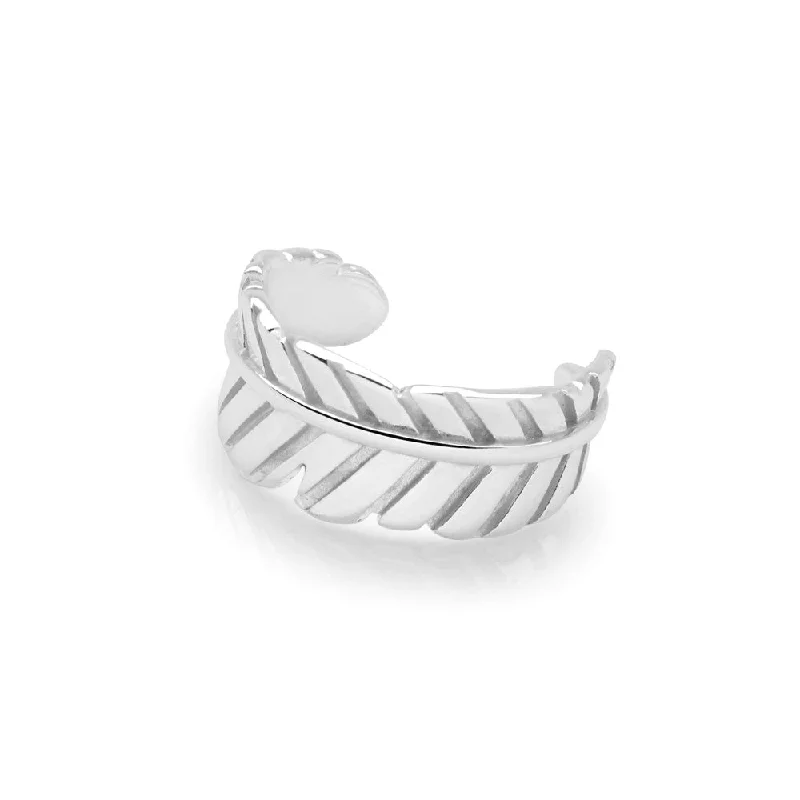 elegant tennis bangles -Feather Ear Cuff