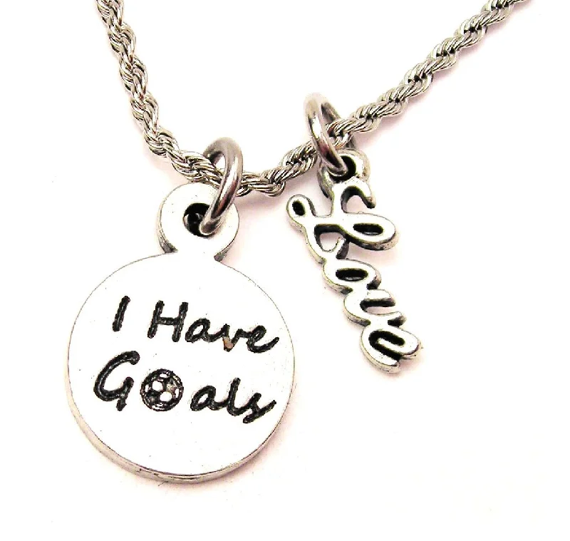 handmade pendant necklaces -I Have Goals 20" Chain Necklace With Cursive Love Accent