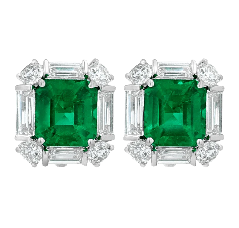 wedding set rings for women -rose gold earrings for women -Colombian Emerald Earrings, 4.34 Carats