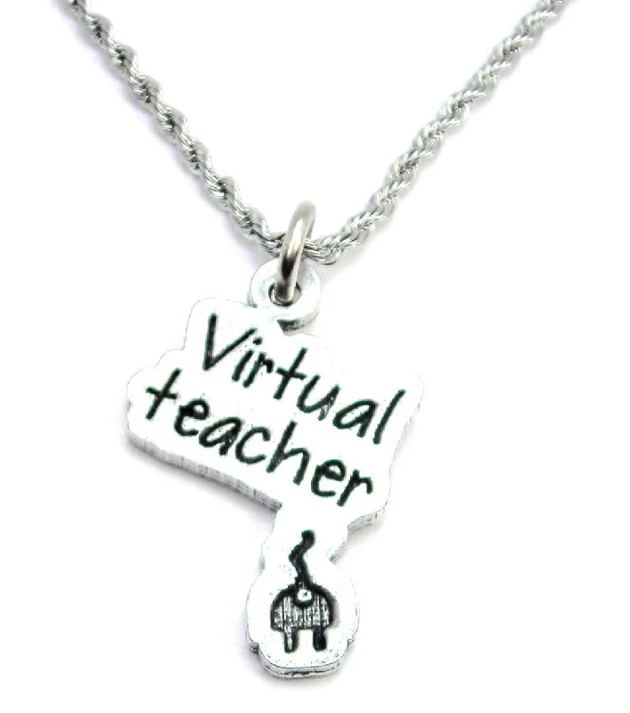 luxurious necklaces for women -Virtual Teacher Single Charm Necklace