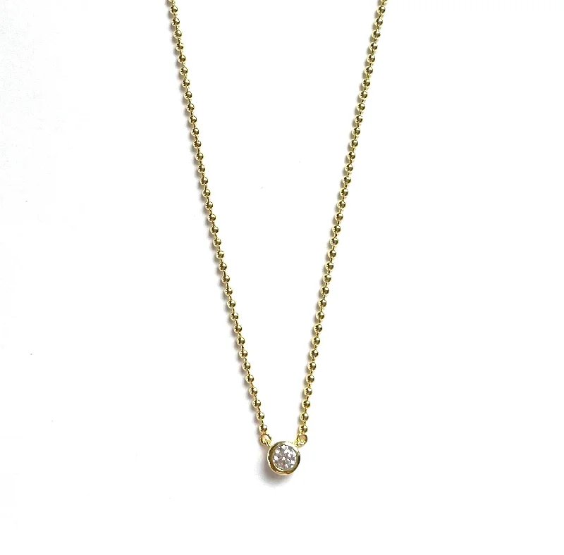 pearl necklaces for women -Colette Beaded Chain With CZ Round Bezel Necklace