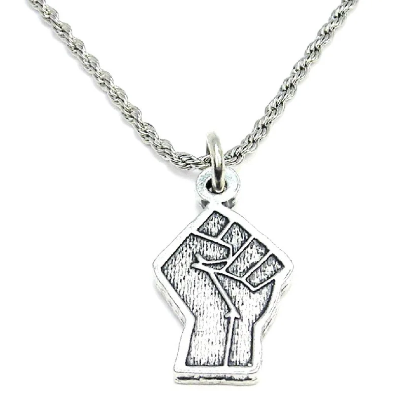 anniversary gift necklaces for women -Black Lives Matter Fist Single Charm Necklace