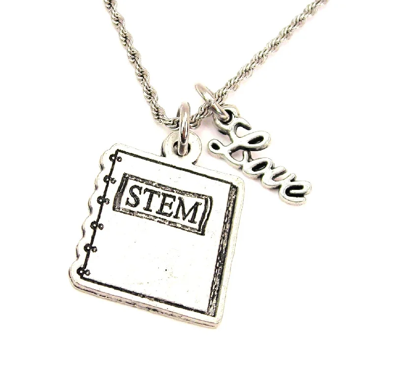 diamond necklaces for women -Stem Notebook 20" Chain Necklace With Cursive Love Accent