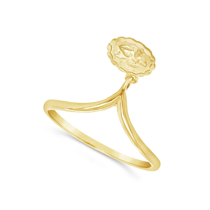 Angel Medal Dangle Design Ring